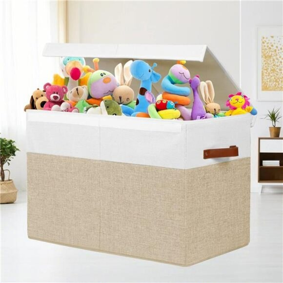 Large Toy Storage Box with Lid Sturdy Toys Storage Chest Bin Organizer Basket - Picture 2 of 8